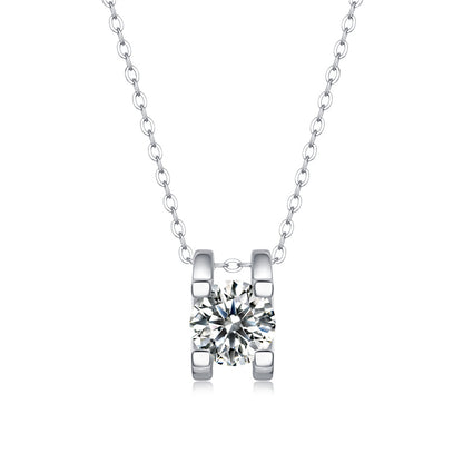 Stylish Square Moissanite Pendant with Bead Chain