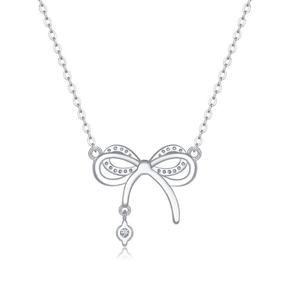Subtle Bow Moissanite Necklace for Women