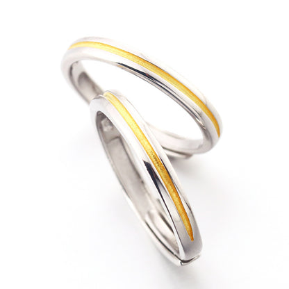 "Sunbeam" Couple Rings - 925 Sterling Silver Adjustable Matching Set