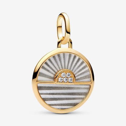 14K Gold Sunrise Medallion Charm