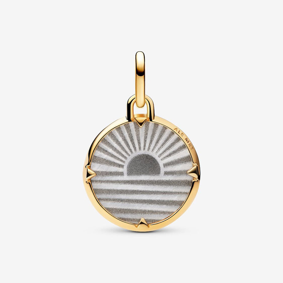 14K Gold Sunrise Medallion Charm