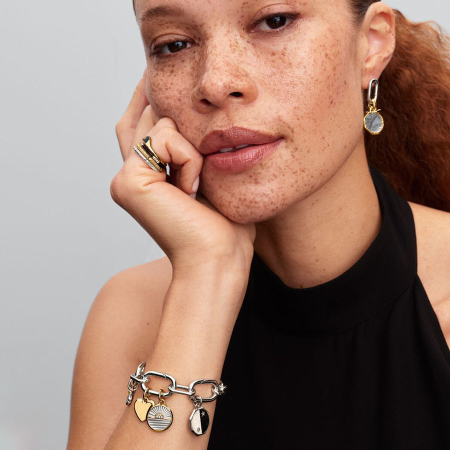 14K Gold Sunrise Medallion Charm