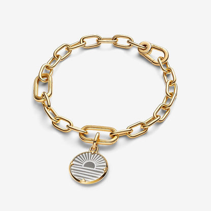 14K Gold Sunrise Medallion Charm