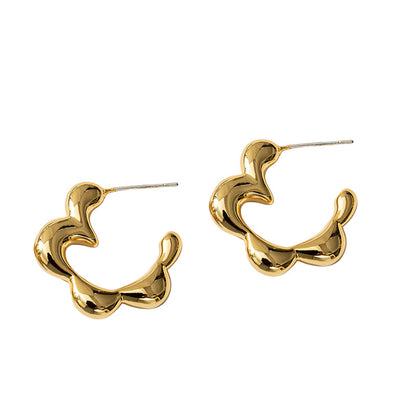 Sweet & Edgy Geometric Floral Circle Earrings - 18K Gold Plated with 925 Silver Posts