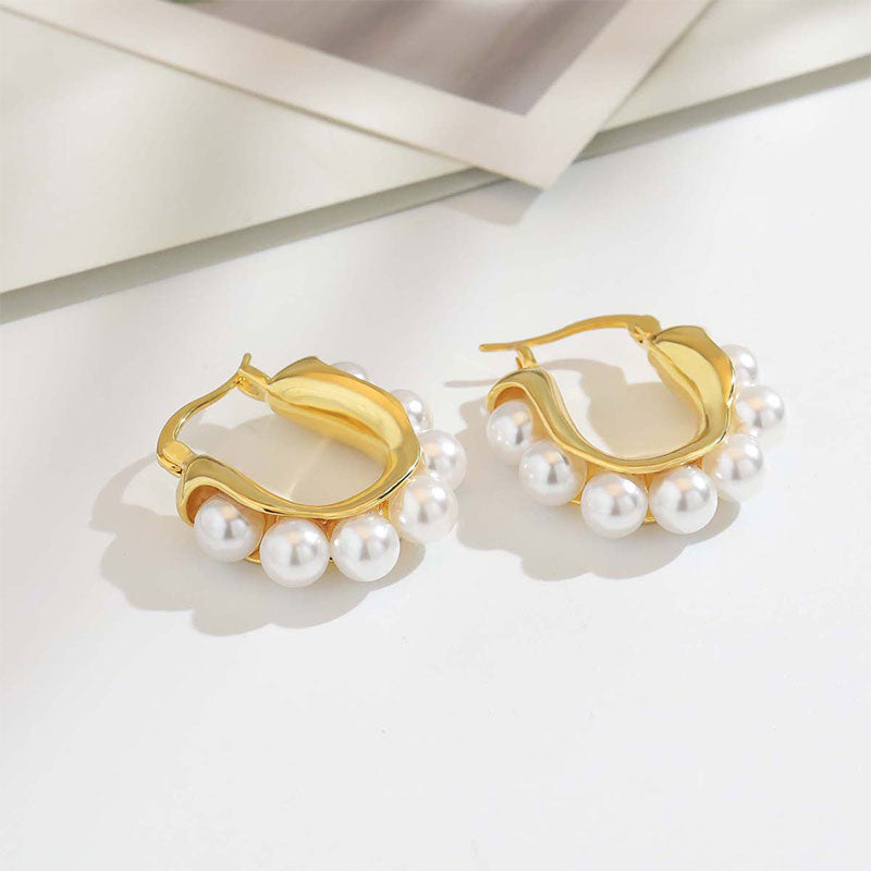 Sweet & Edgy Geometric Hoop Earrings - 925 Silver Posts with Natural Stones & Pearl Options for Women