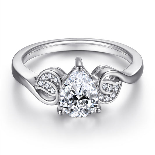 Teardrop 925 Silver Ring - Versatile Zirconia Band for Women
