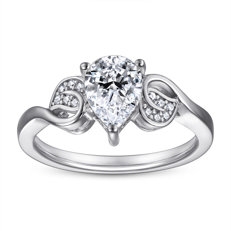 Teardrop 925 Silver Ring - Versatile Zirconia Band for Women