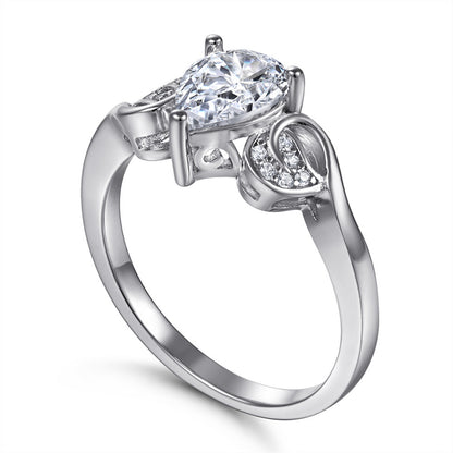 Teardrop 925 Silver Ring - Versatile Zirconia Band for Women