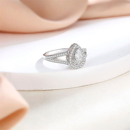 Teardrop Zirconia 925 Silver Ring - Elegant Geometric Band for Women