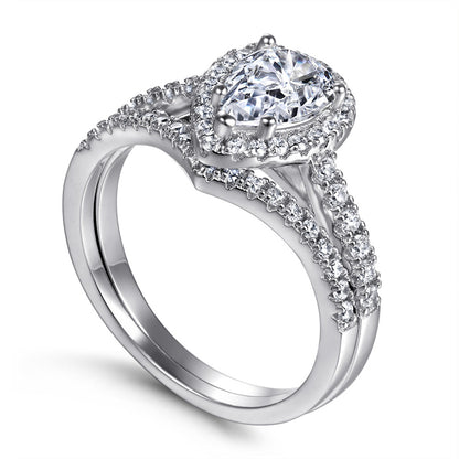 Teardrop Zirconia 925 Silver Ring Set - European Best-Selling Stackable Band Collection