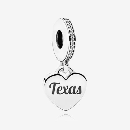 Texas Flag Heart Dangle Charm