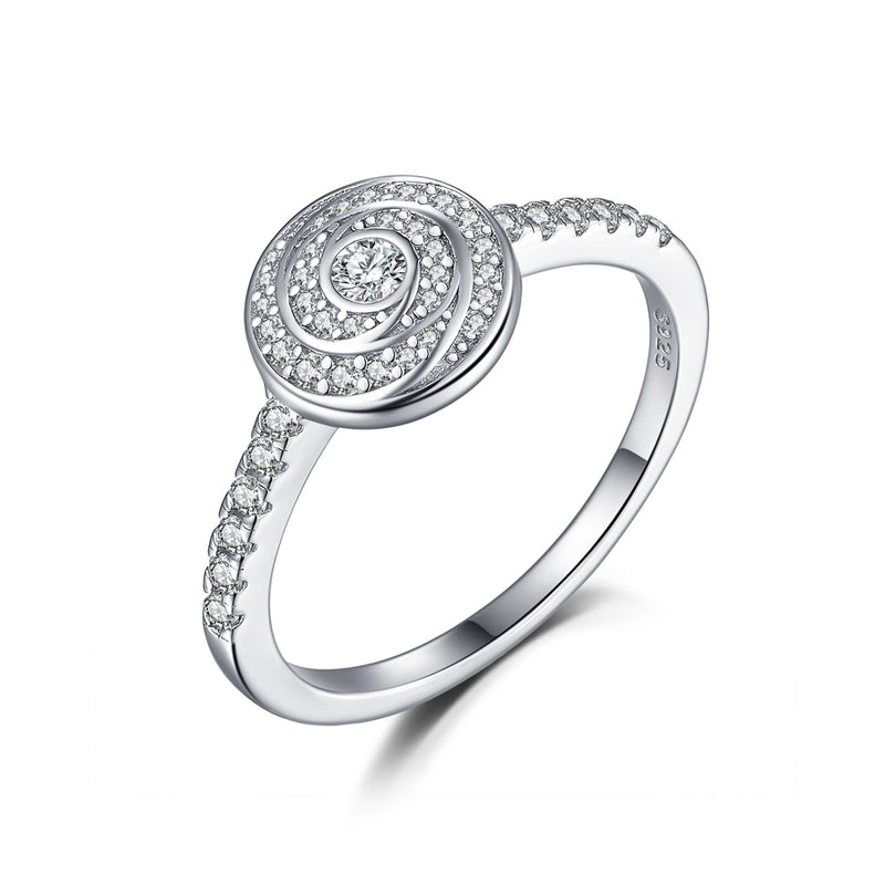 Timeless Crown 925 Silver Ring - Elegant Geometric Stackable Band with Zirconia Stones