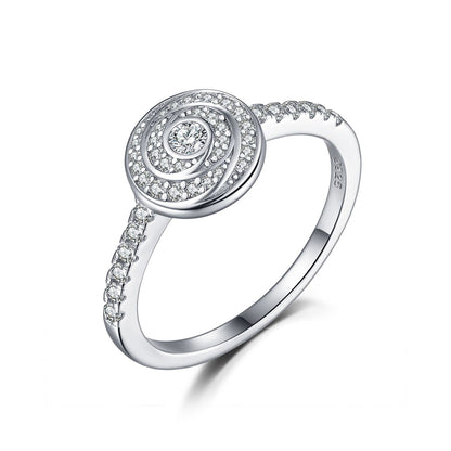 Timeless Crown 925 Silver Ring - Elegant Geometric Stackable Band with Zirconia Stones