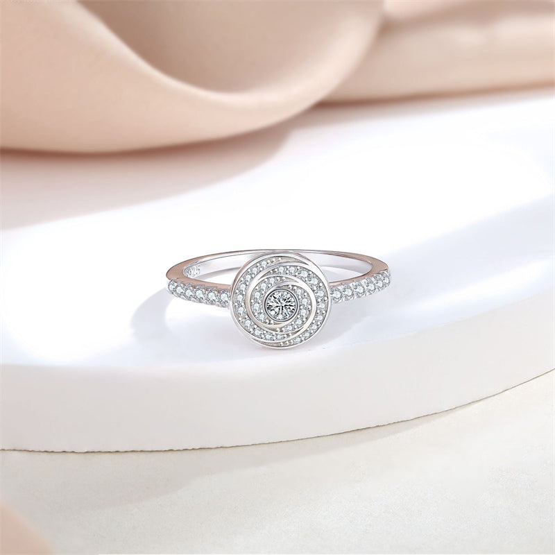 Timeless Crown 925 Silver Ring - Elegant Geometric Stackable Band with Zirconia Stones