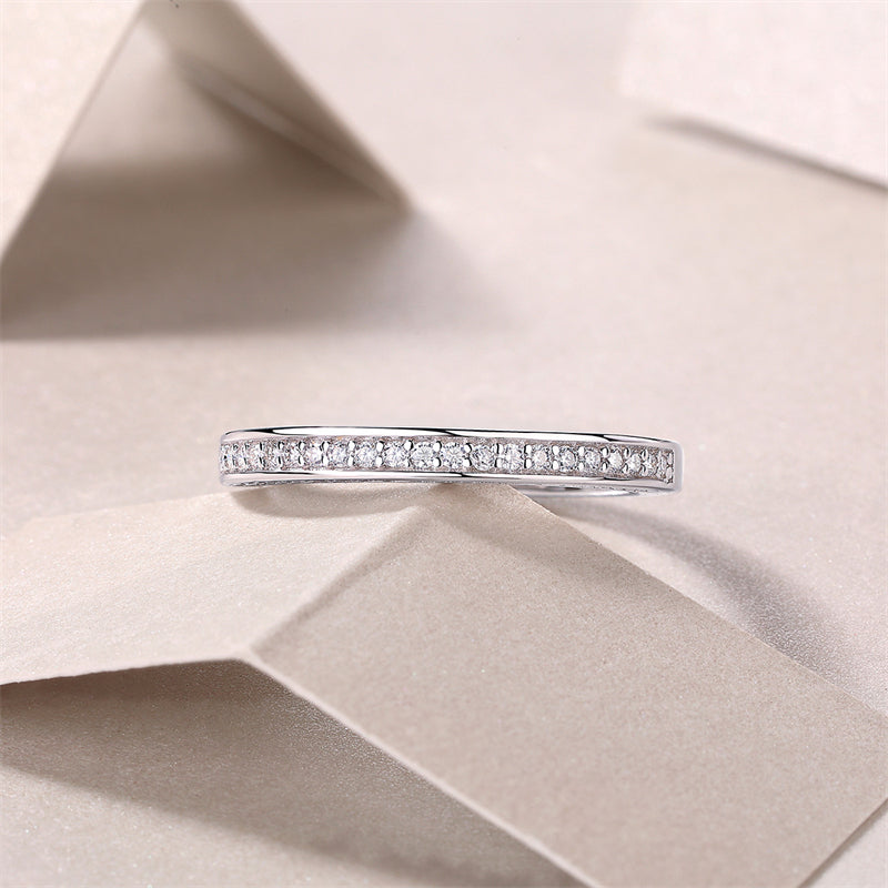 Timeless Geometric Silver Ring with 63 Moissanite Stones