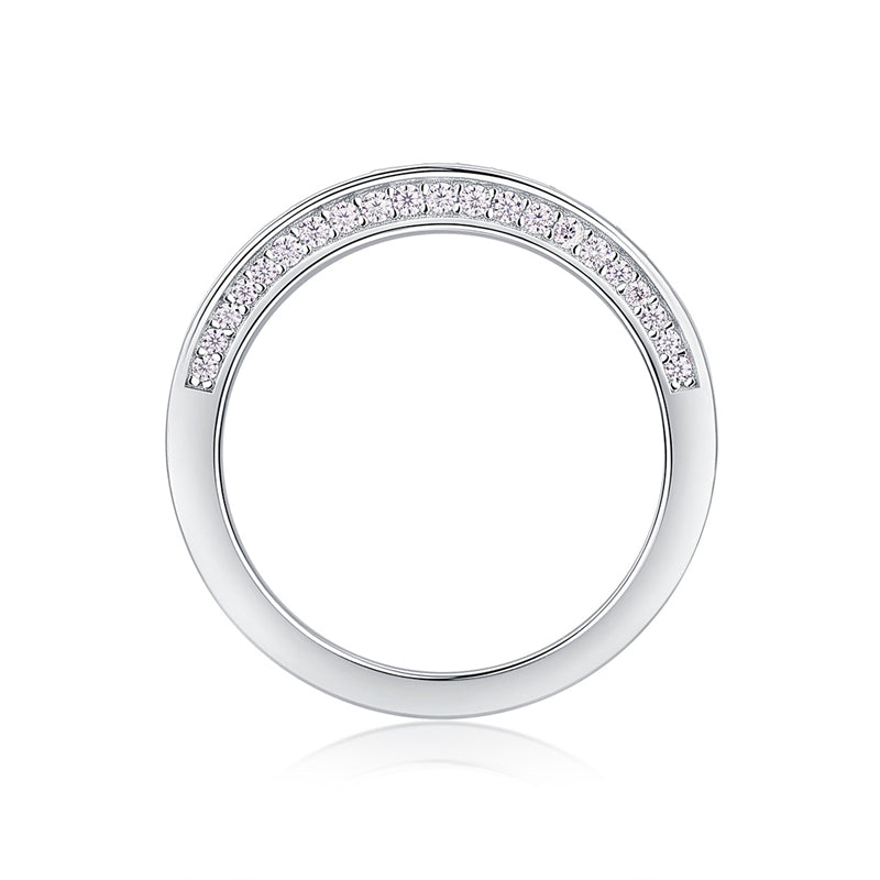 Timeless Geometric Silver Ring with 63 Moissanite Stones