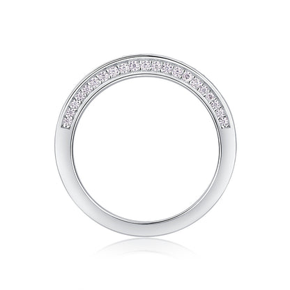 Timeless Geometric Silver Ring with 63 Moissanite Stones