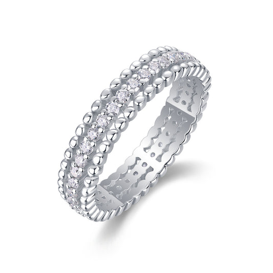 Timeless Geometric Silver Ring with Moissanite