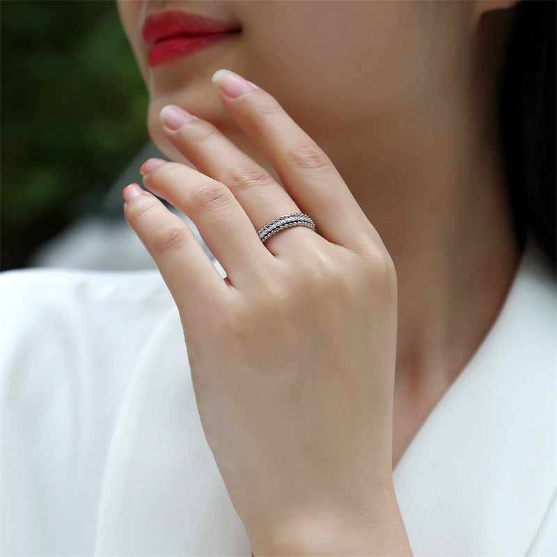 Timeless Geometric Silver Ring with Moissanite