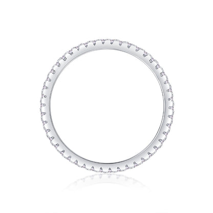 Timeless Geometric Silver Ring with Moissanite