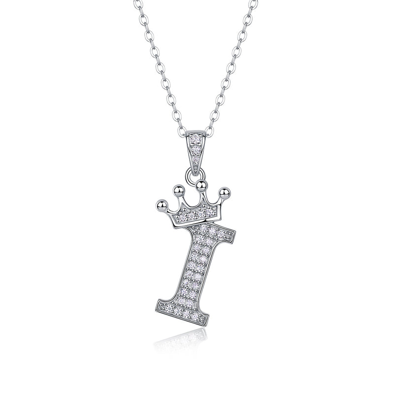 Timeless Women's Sterling Silver Necklace with Letter Moissanite