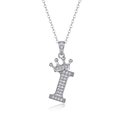 Timeless Women's Sterling Silver Necklace with Letter Moissanite