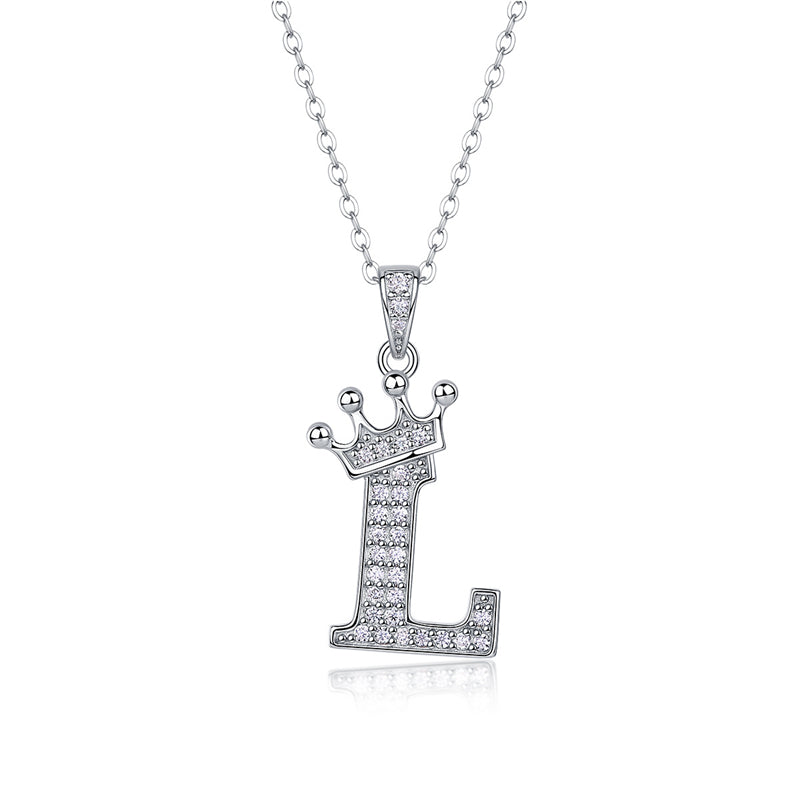 Timeless Women's Sterling Silver Necklace with Letter Moissanite
