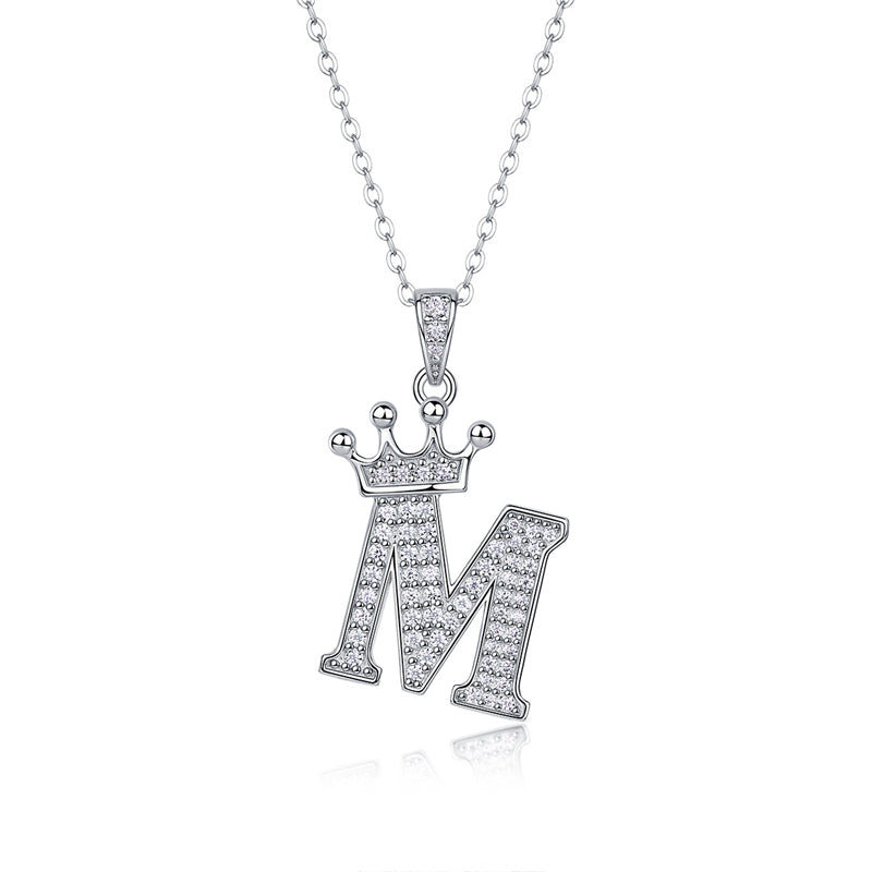 Timeless Women's Sterling Silver Necklace with Letter Moissanite