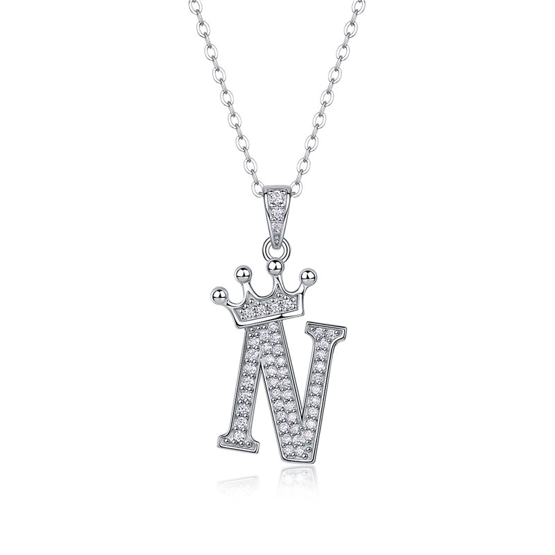 Timeless Women's Sterling Silver Necklace with Letter Moissanite