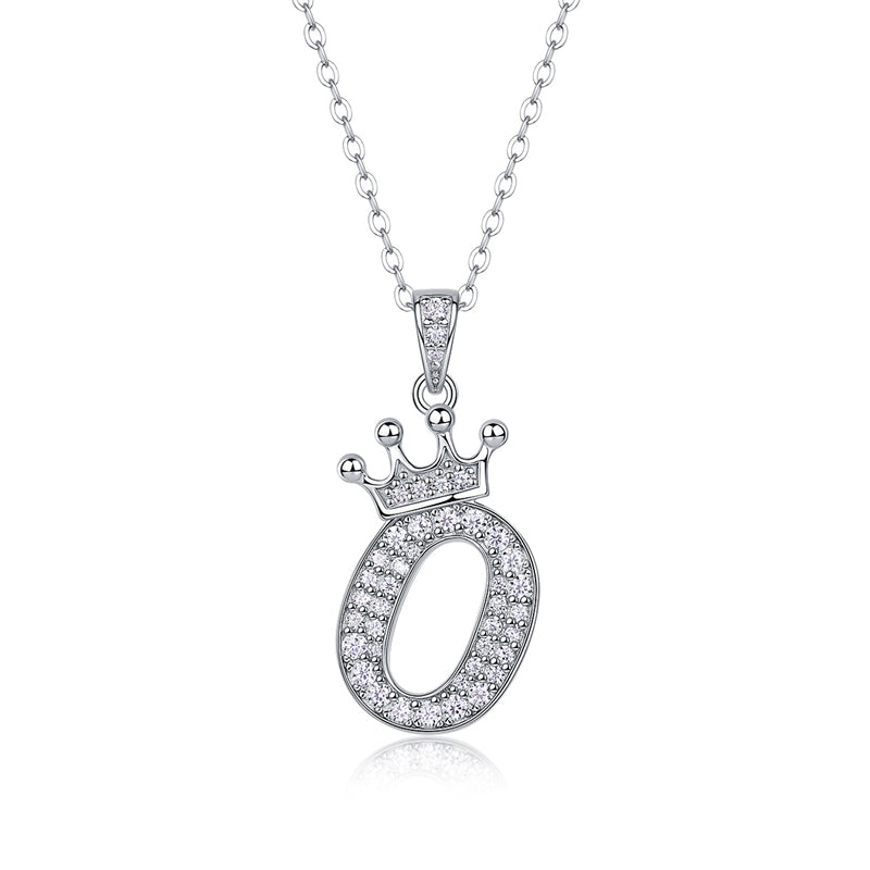 Timeless Women's Sterling Silver Necklace with Letter Moissanite