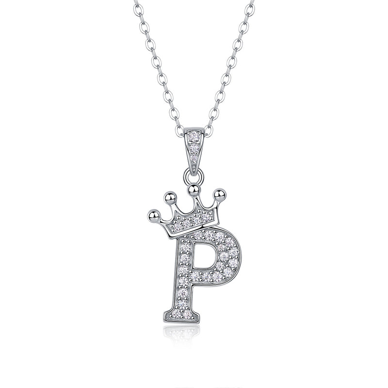 Timeless Women's Sterling Silver Necklace with Letter Moissanite