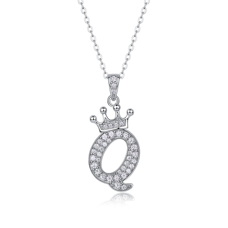 Timeless Women's Sterling Silver Necklace with Letter Moissanite