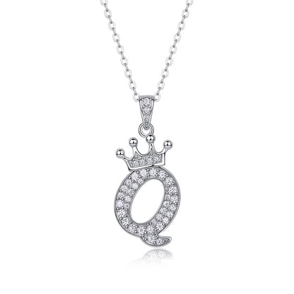 Timeless Women's Sterling Silver Necklace with Letter Moissanite