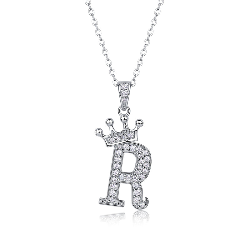 Timeless Women's Sterling Silver Necklace with Letter Moissanite