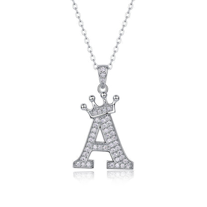 Timeless Women's Sterling Silver Necklace with Letter Moissanite