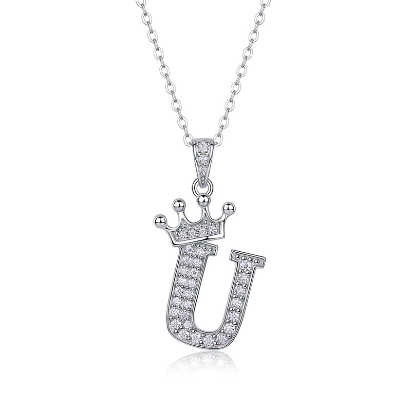 Timeless Women's Sterling Silver Necklace with Letter Moissanite