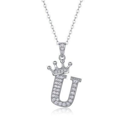 Timeless Women's Sterling Silver Necklace with Letter Moissanite