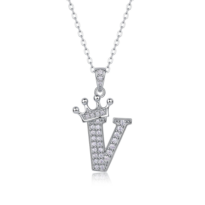 Timeless Women's Sterling Silver Necklace with Letter Moissanite