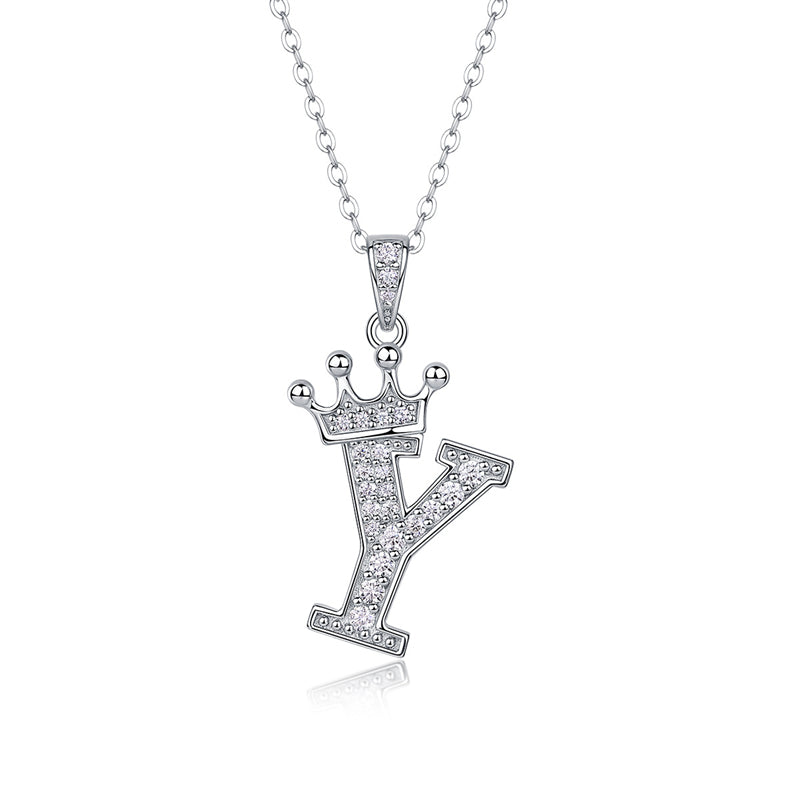 Timeless Women's Sterling Silver Necklace with Letter Moissanite