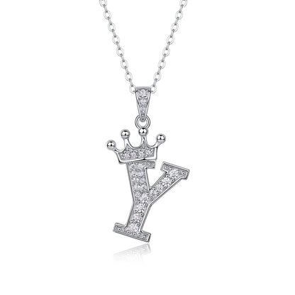 Timeless Women's Sterling Silver Necklace with Letter Moissanite