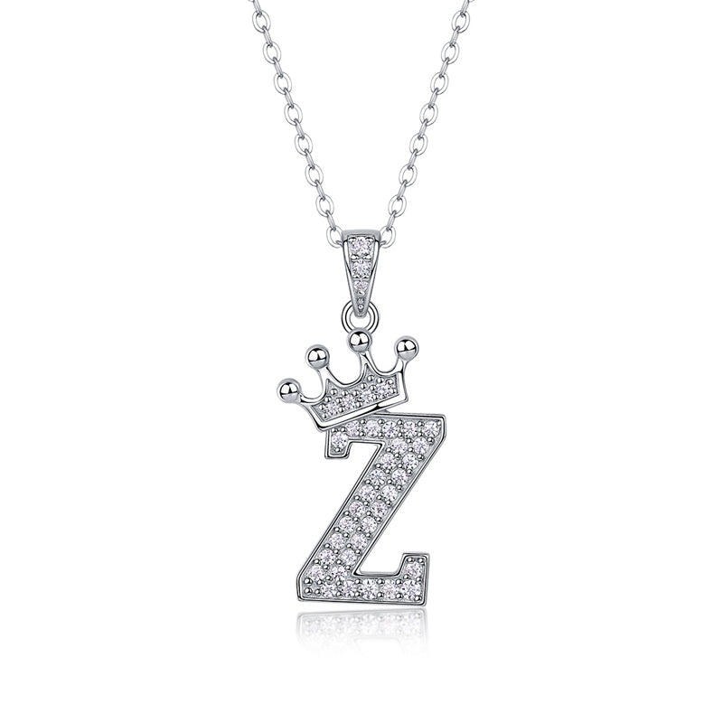 Timeless Women's Sterling Silver Necklace with Letter Moissanite