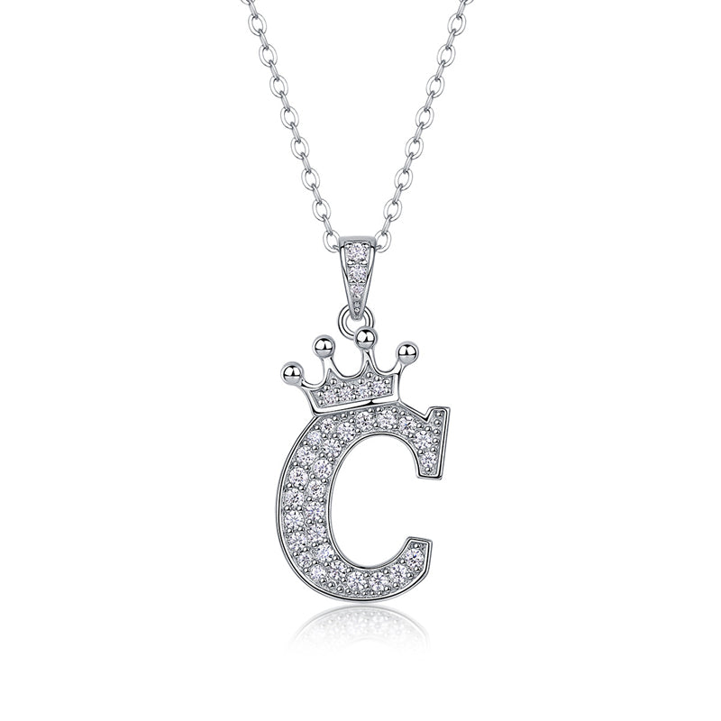 Timeless Women's Sterling Silver Necklace with Letter Moissanite