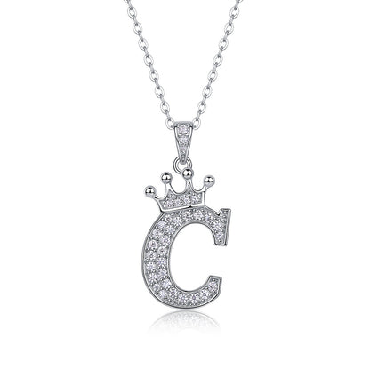 Timeless Women's Sterling Silver Necklace with Letter Moissanite
