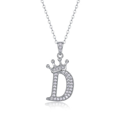 Timeless Women's Sterling Silver Necklace with Letter Moissanite