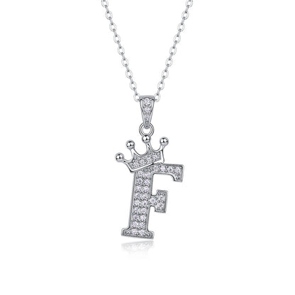 Timeless Women's Sterling Silver Necklace with Letter Moissanite