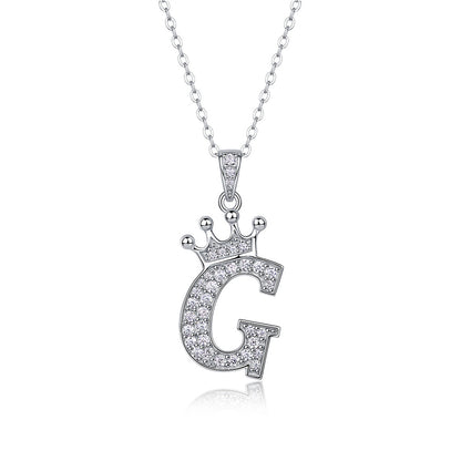 Timeless Women's Sterling Silver Necklace with Letter Moissanite