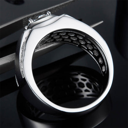 Trendsetting 925 Sterling Silver Men's Ring - Fashion Moissanite Band with White Gold Plating
