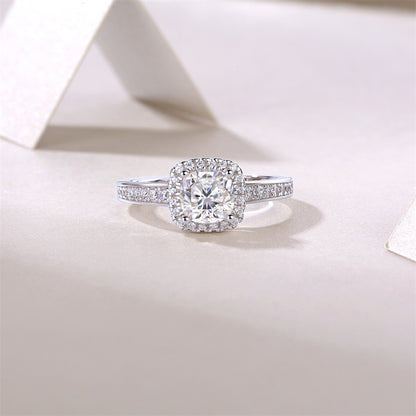 Trendy 925 Silver Ring with Square Moissanite Accent