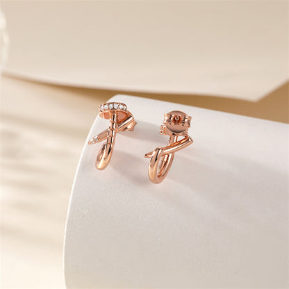 Trendy 925 Sterling Silver Rose Gold Plated Earrings – Unique Fashion Hoop/Stud Earrings for Women