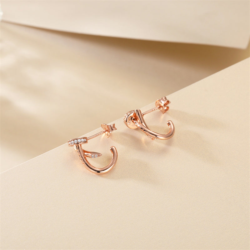 Trendy 925 Sterling Silver Rose Gold Plated Earrings – Unique Fashion Hoop/Stud Earrings for Women